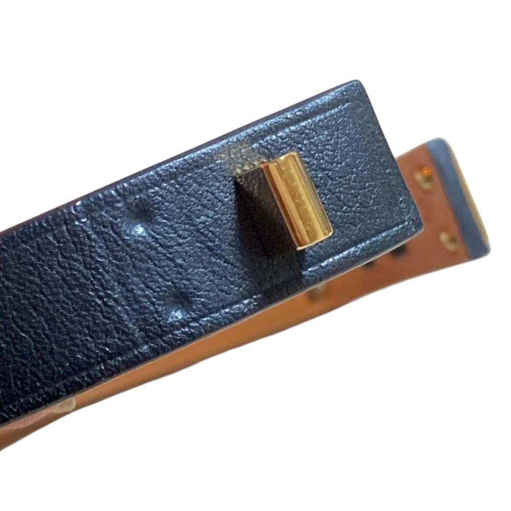 HERMES Hermes As de Coeur Heart Motif GP Leather Bracelet T2 Navy Gold Color ... - Picture 10 of 14